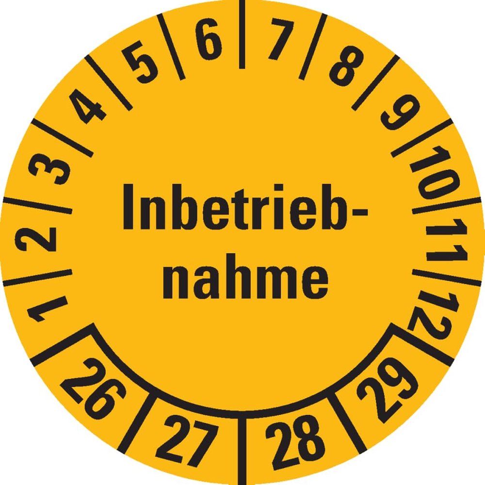 Dreifke Commissioning Inspection Sticker 26–29, Yellow, 30 mm, 18 pcs.