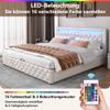 Kehun Upholstered Double Bed 180 x 200 cm with LED Headboard, Hydraulic Storage, White PU, No Mattress, KH-465 view 2