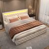 Kehun Upholstered Double Bed 180 x 200 cm with LED Headboard, Hydraulic Storage, White PU, No Mattress, KH-465 view 3