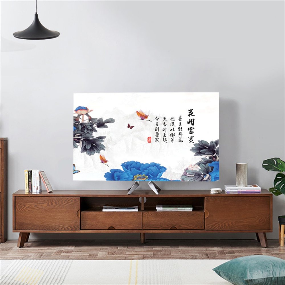 Treer TV Dust Cover, Universal Elastic Protective Cover for 32–75 in TVs/PC Screens, Chinese Style 9.43–46 in