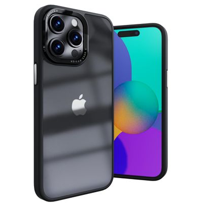 ONES Clear Case for iPhone 15 Pro Max, Hard PC + Black Silicone Bumper, Shockproof, Anti-Yellowing, Scratch-Resistant Slim Hybrid Case