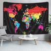 World Map Tapestry, Black Vintage Topographic Map view 1