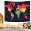 World Map Tapestry, Black Vintage Topographic Map view 4