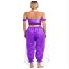 TiaoBug Women's Princess Costume Set, Sequin Crop Top, Wide-Leg Pants and Rhinestone Headband, Purple, 4XL view 2