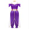 TiaoBug Women's Princess Costume Set, Sequin Crop Top, Wide-Leg Pants and Rhinestone Headband, Purple, 4XL view 3