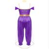 TiaoBug Women's Princess Costume Set, Sequin Crop Top, Wide-Leg Pants and Rhinestone Headband, Purple, 4XL view 4