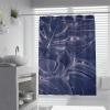 SHUODAOCO Gray and Blue Leaves Tropical Plant Shower Curtain with Hooks, Waterproof, Washable, 90 W x 180 L cm view 1