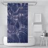 SHUODAOCO Gray and Blue Leaves Tropical Plant Shower Curtain with Hooks, Waterproof, Washable, 90 W x 180 L cm view 2