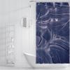 SHUODAOCO Gray and Blue Leaves Tropical Plant Shower Curtain with Hooks, Waterproof, Washable, 90 W x 180 L cm view 3
