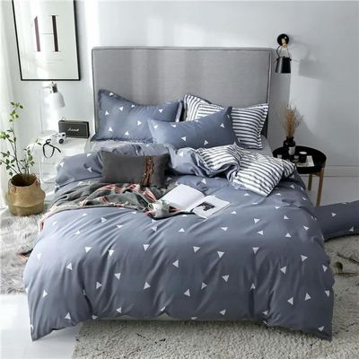 QQLady Trster Double Bed Quilt Duvet Cover Microfiber Bedding Set, Queen/King/Twin, Gray, 220 x 240 cm, Nordic Plaid Pillowcase