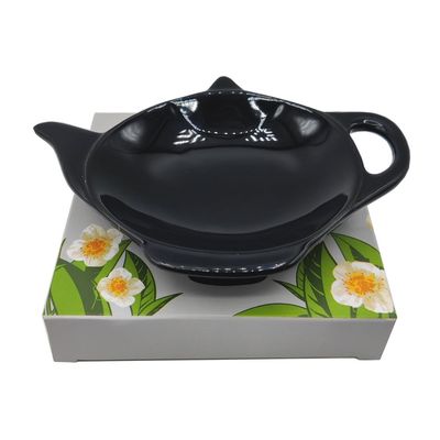 Tea People Ceramic Tea Bag Dish, Black
