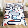 Manfei Excavator Cartoon Car Duvet Cover Set, L Size, Navy and White view 1