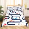 Manfei Excavator Cartoon Car Duvet Cover Set, L Size, Navy and White view 2