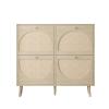 WAOCEO Rattan Shoe Cabinet with Flip Drawers view 1