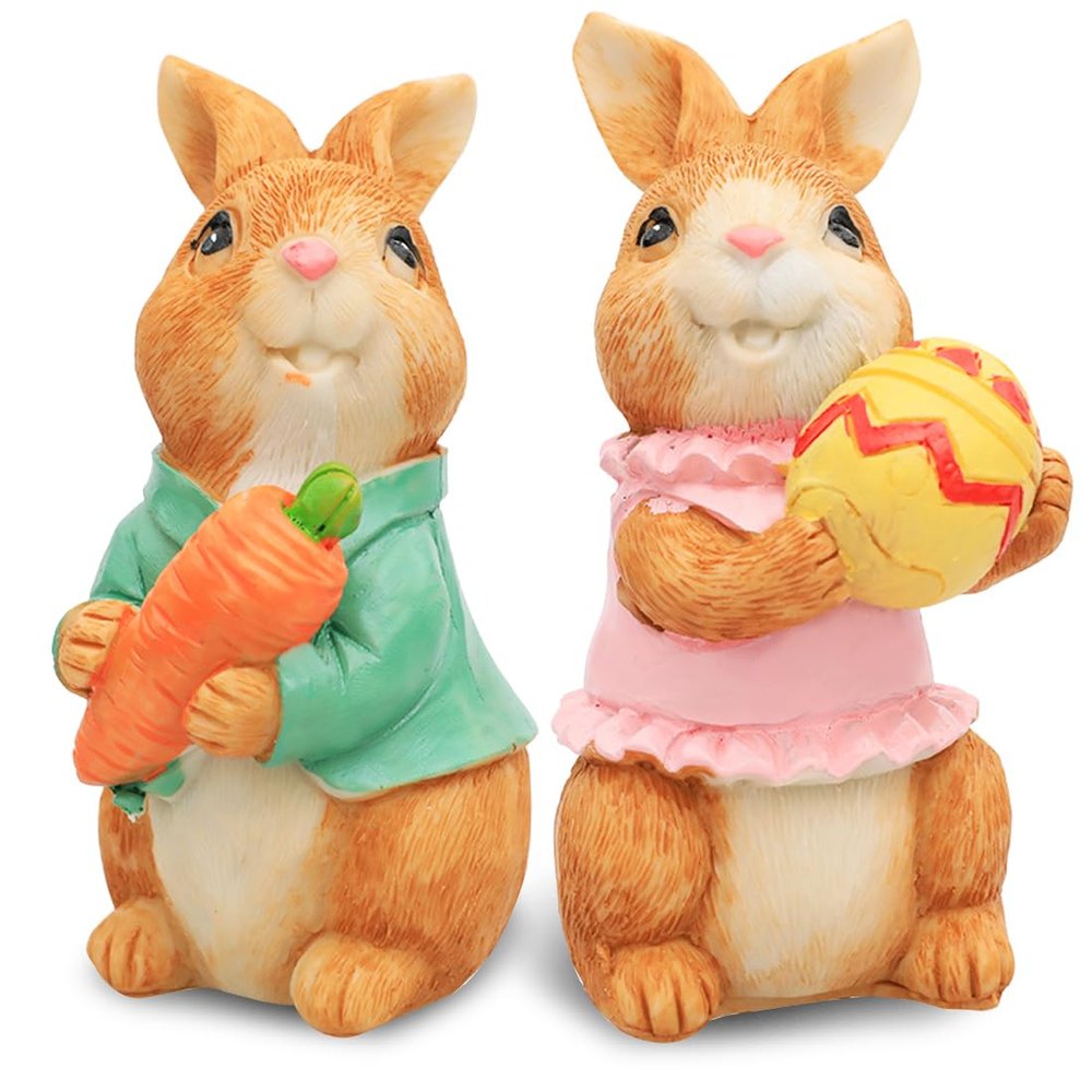Aurasky Easter Bunny Figurines, 2-Piece Set
