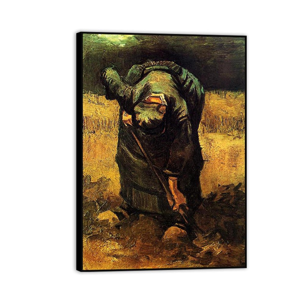 RYLJCZ Famous Van Gogh Wall Art Print, Reproduction of a Famous Painting, Modern Abstract Wall Art, Ready to Hang (Woman Digging), 40 x 56 cm (15.8 x 22.0 in), Black Frame
