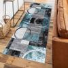 Siunwdiy Washable Non-Slip Runner Rug for Hallway or Kitchen, Gray-Turquoise-White Geometric Patchwork, Cut-to-Length, 110 x 160 cm view 3