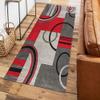 Siunwdiy Geometric Patchwork Runner Rug, Washable Non-Slip Hallway and Kitchen Rug, Customizable Length, Gray and Red, 6.5 x 400 cm view 3