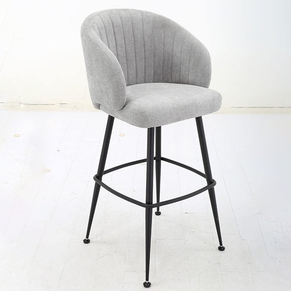 NEAFP Bar Stools, Set of 2, Linen Upholstered Seat with Backrest and Footrest