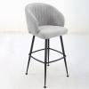 NEAFP Bar Stools, Set of 2, Linen Upholstered Seat with Backrest and Footrest view 1