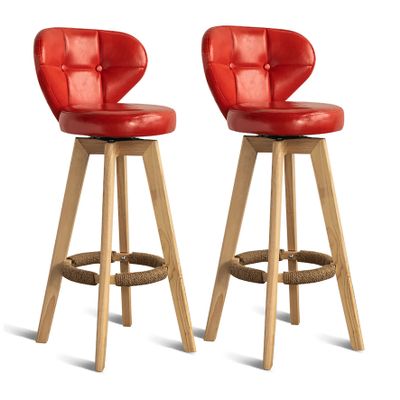 Bar Stools Set of 2, Faux Leather Swivel Counter Stools with Backrests