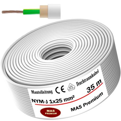 MAS Premium NYM-J 1×25 mm² Moisture-Resistant Sheathed Cable, 35 m