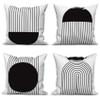 ASDCXZ Boho Pillow Covers 18 x 18 in, Set of 4, Modern Abstract Black Sun Design, Washable Polyester Linen-Look Sofa Cushion Covers view 1