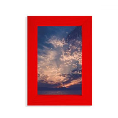 Picture Frame, Sky, Clouds, Orange, Dark Blue, Red