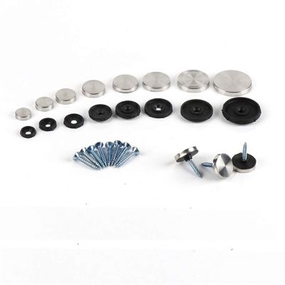 Thumbtacks, Upholstery Nails, Carpet Nails, Sofa Nail Pins, Pushpins, 200-Piece Glass Mirror Screws with Decorative Stainless Steel Cover and Display Logo (Color: 12 mm) (Color: 16 mm) (Color: 22 mm)