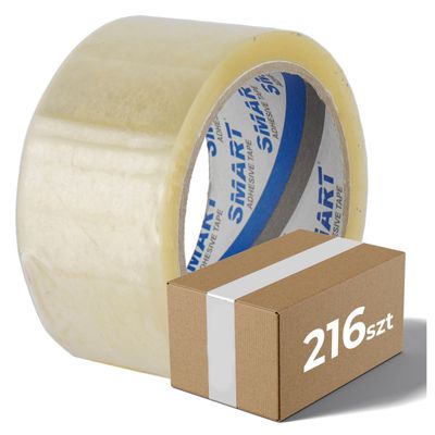 BEGRIS SMART Acrylic Packaging Tape 48 mm x 66 m, 216 Rolls, Clear, UV- and Moisture-Resistant