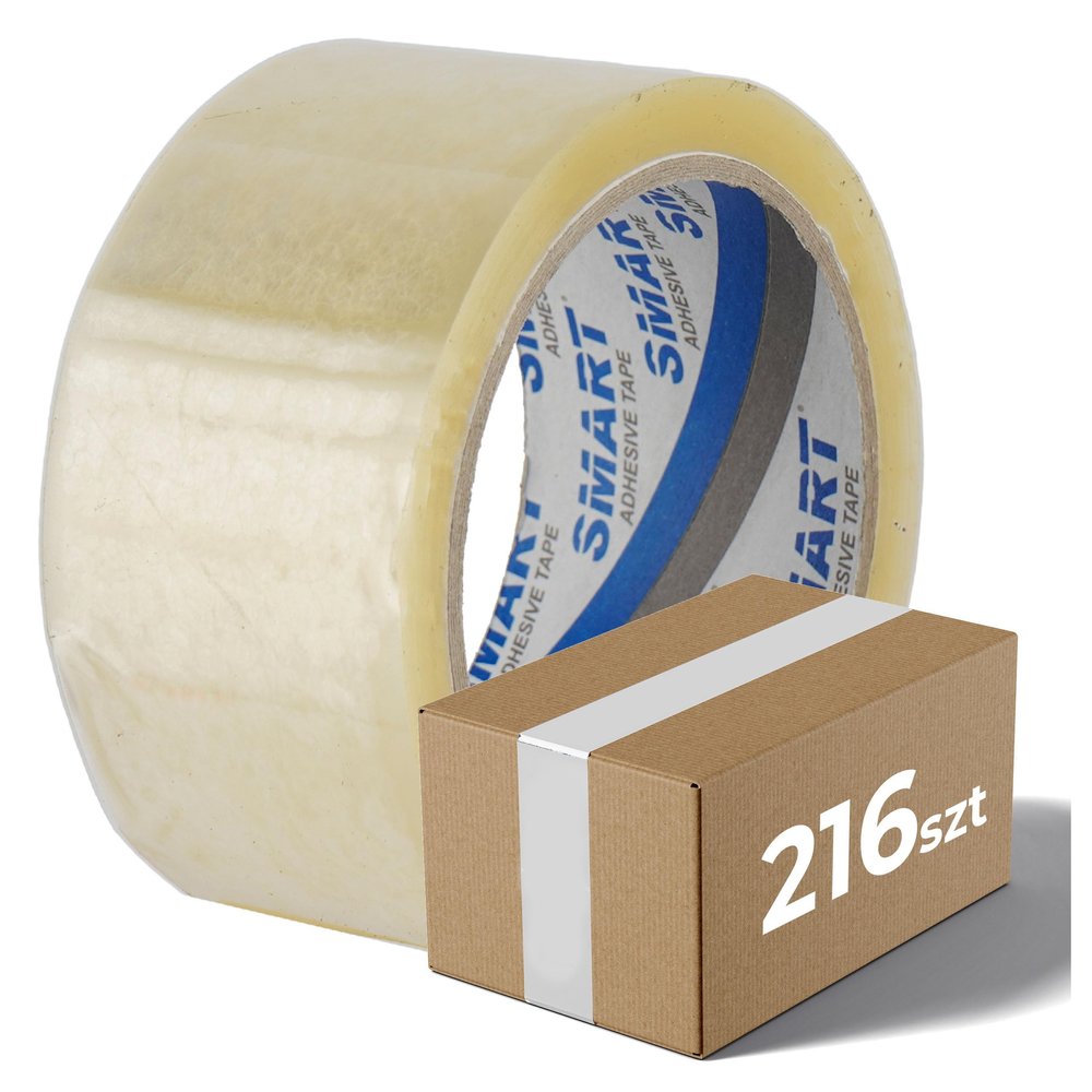 BEGRIS SMART Acrylic Packaging Tape 48 mm x 66 m, 216 Rolls, Clear, UV- and Moisture-Resistant