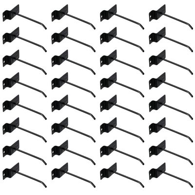 SHUATI 4-Inch Slatwall Hooks, Stainless Steel, Black, 32-Pack