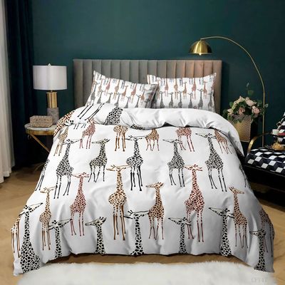 SJSXWQN White Giraffe Duvet Cover Set, 220 x 240 cm