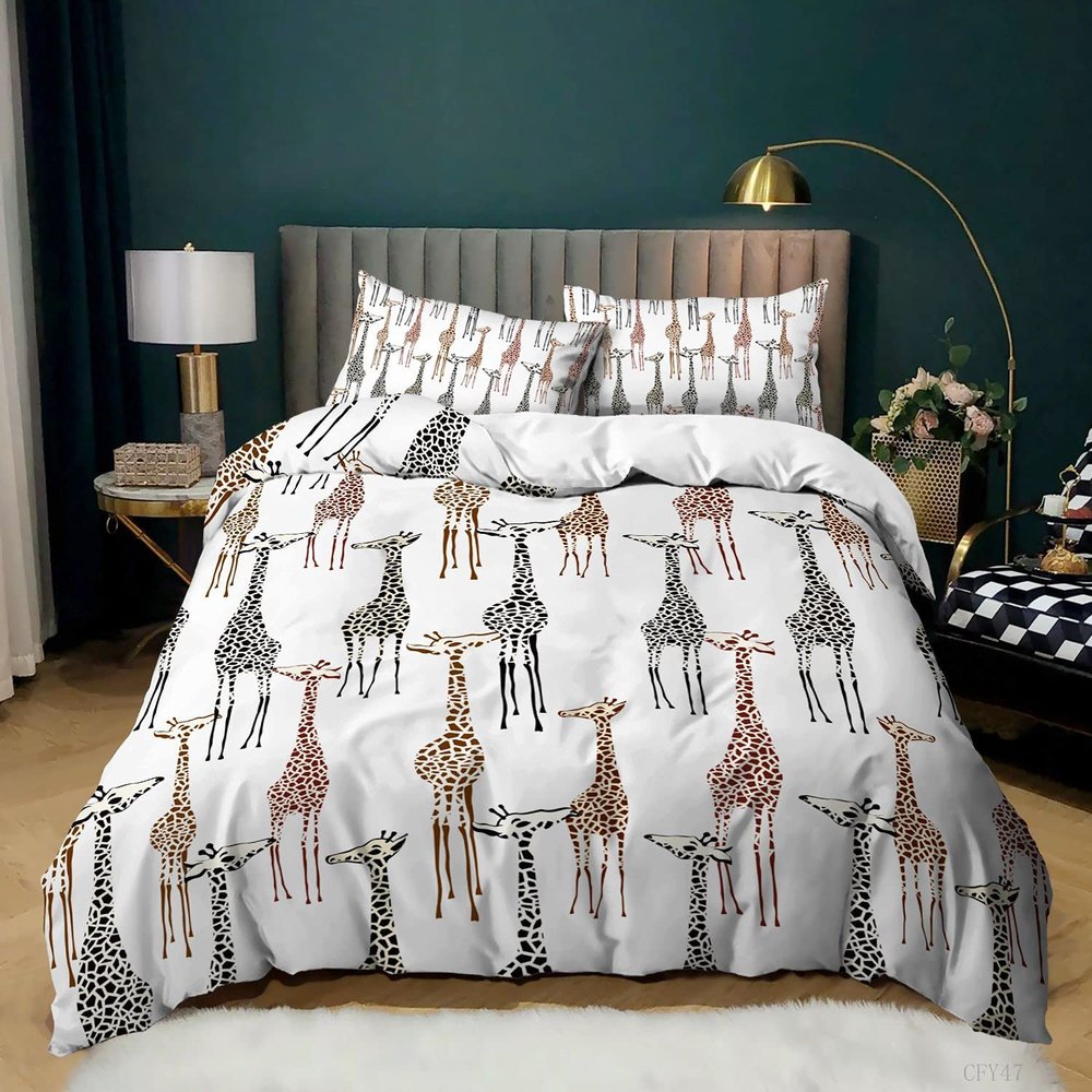 SJSXWQN White Giraffe Duvet Cover Set, 220 x 240 cm