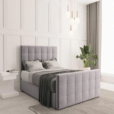 Kaiser Möbel Roma Bed 140 x 200 cm with Mattress, Storage and Topper, Light Gray