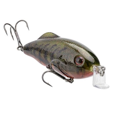 Strike King HCHHJR-468 Hybrid Hunter Jr. Fishing Lure, Shallow-Diving Crankbait, 90-Degree Bill, 3D Eyes, Rattle, 6.7 to 1.2 m Diving Depth, 1.3 g, Size 4 and 6 Treble Hooks, Phantom Watermelon