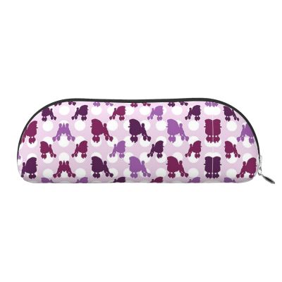 ObabO 3D Pencil Case with Christmas Dog Zipper, Purple Dotted Poodle