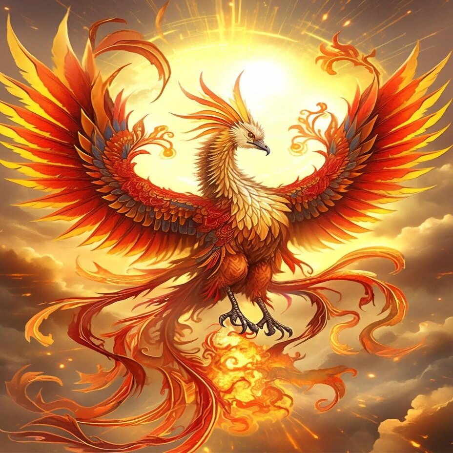 MIRONS DIY Cross-Stitch Kit, Magical Phoenix, 30 × 40 cm, 11-Count Pre-Printed Embroidery Kit for Adults and Beginners