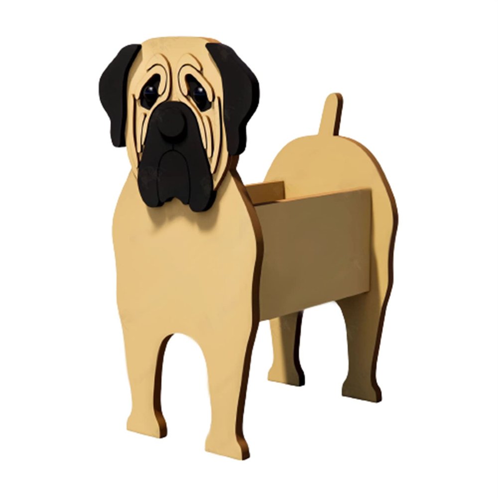 TQQEPOOL PVC Cute Dog Planter for Indoor and Outdoor Plants, English Mastiff, 43 × 25 cm