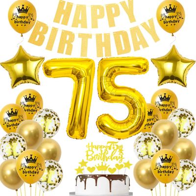 Gold 75th Birthday Balloon Decoration Set