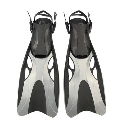 Adult Adjustable Swim Fins, Open-Heel Diving & Snorkeling Fins, Long Blades (Gray, L/XL)