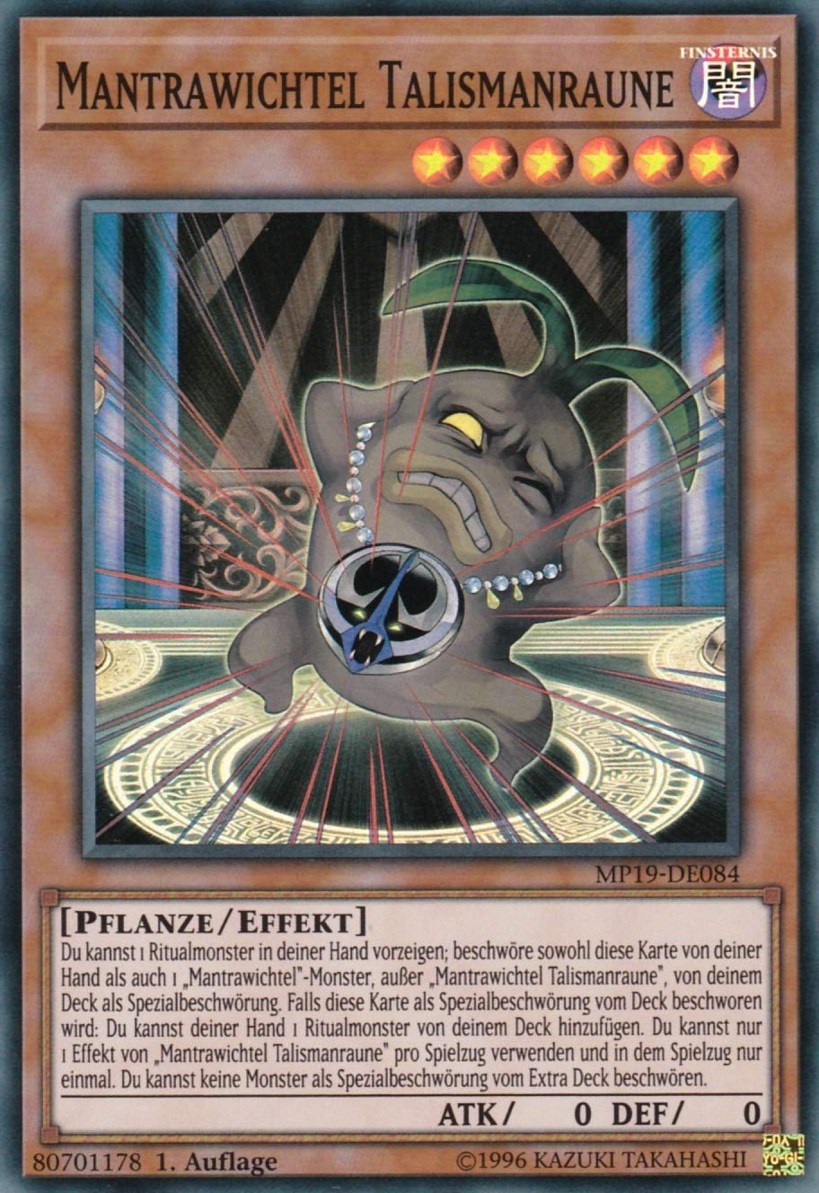 MP19-DE084 - Mantrawichtel Talismanraune - Super Rare - 1st Edition - German - 2019 Gold Sarcophagus Tin Mega Pack - with LMS Trading Fieldcenter Card