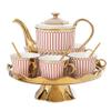 NZPOST Afternoon Tea Set with Teapot, 6 Teacups, Rotating Tea Tray and Gold Rim view 1