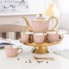 NZPOST Afternoon Tea Set with Teapot, 6 Teacups, Rotating Tea Tray and Gold Rim view 2