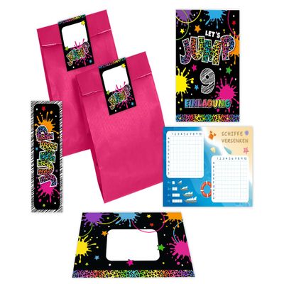 Minkocards 12 Jump Trampoline Invitations for a Girl’s 9th Birthday