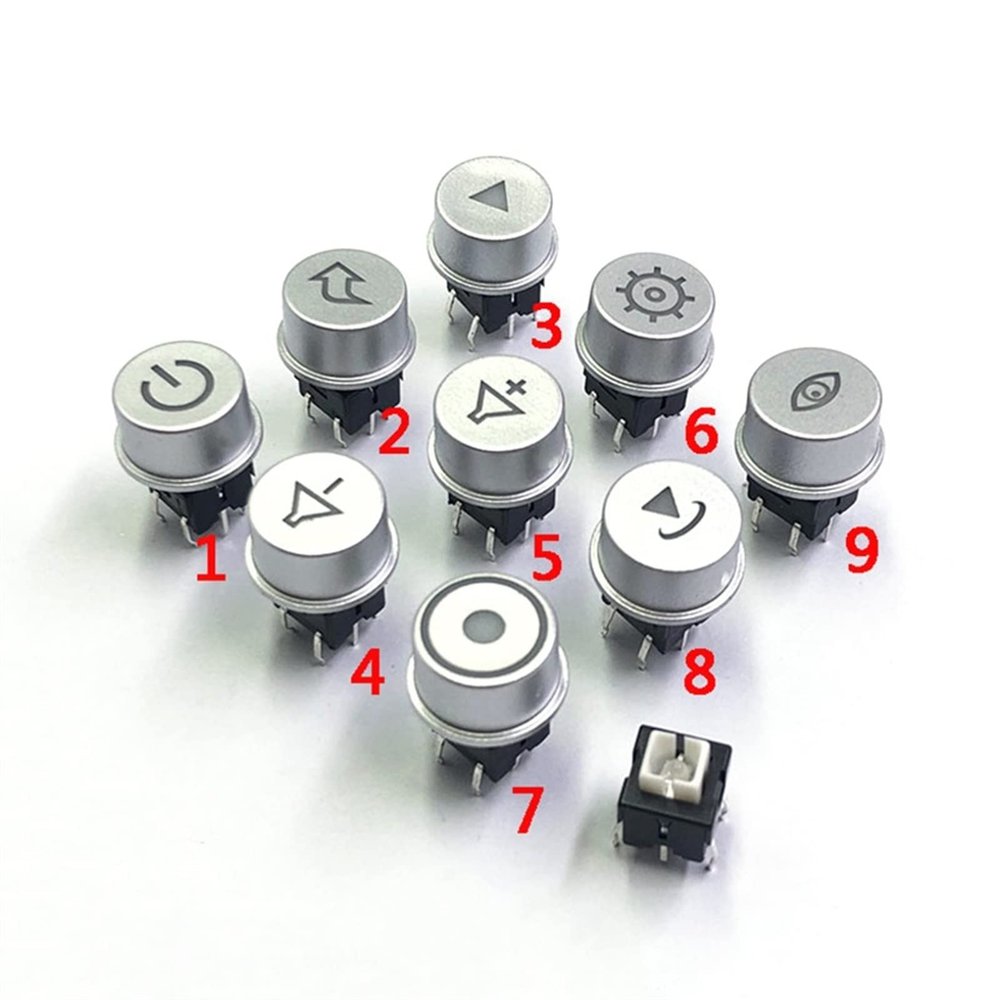 2-Pack 8 × 8 × 15 mm DIP-6P Tactile LED Momentary Pushbutton Switches with Round Caps, Red Light