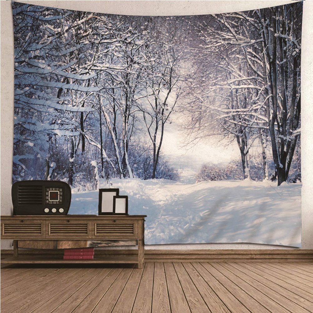 CEVAN XXL Snow Forest Wall Tapestry, White, 100 x 70 cm