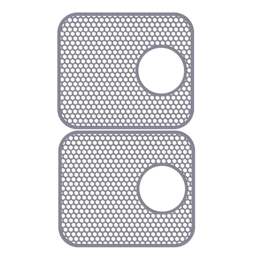 Silicone Sink Mat, 2-Pack, for Rear-Drain Kitchen Sinks