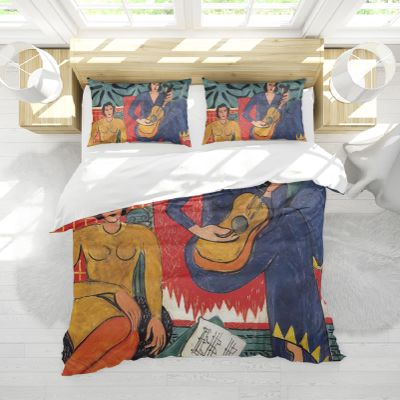 Wewoo Home Matisse Guitar Woman Duvet Cover Set, Ultra-Soft Lightweight, 3-Piece, with Zipper and Corner Ties, 210 x 210 cm