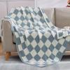 Wrensonge Gray-Blue Plaid Throw Blanket, Soft and Fluffy, Handmade, 152 × 203 cm view 1